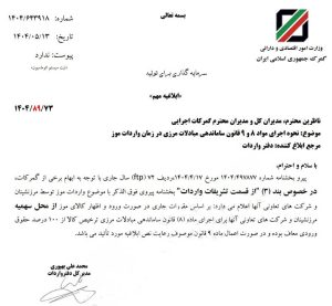 ترخیص موز از گمرک ایران ۱۴۰۴